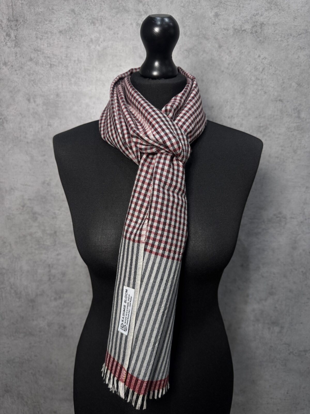 Crimson Check Classic Wool Scarf