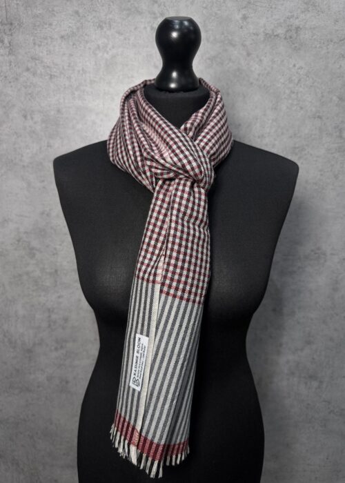 Crimson Check Classic Wool Scarf