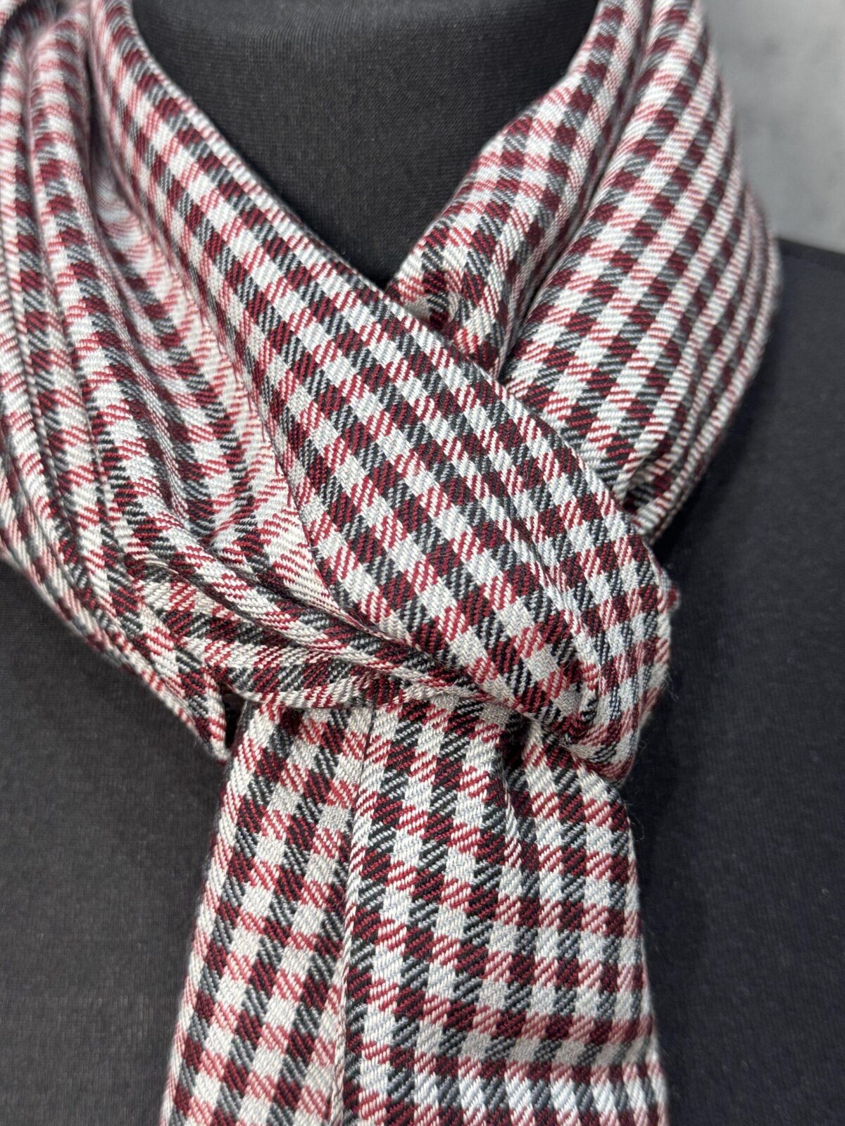 Crimson Check Classic Wool Scarf