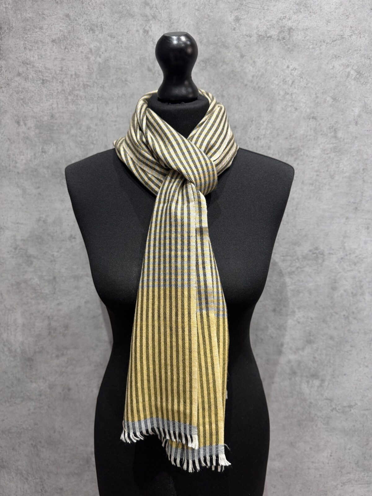 Golden Grid Wool Scarf