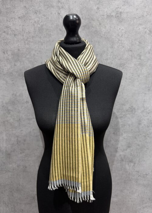 Golden Grid Wool Scarf