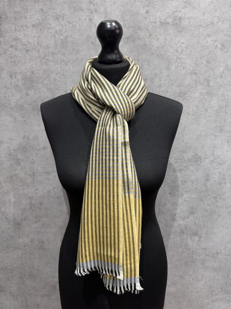 Golden Grid Wool Scarf