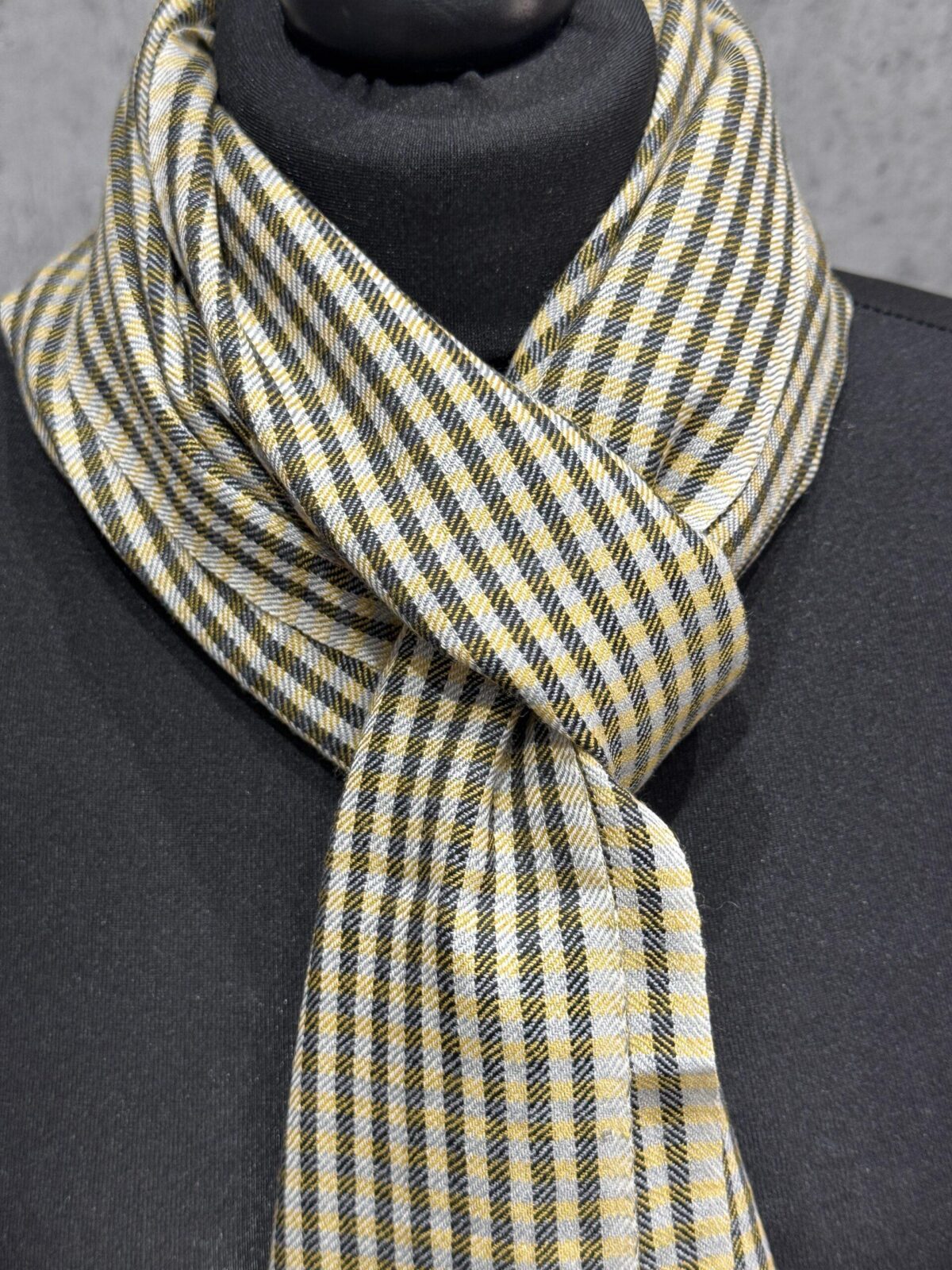Golden Grid Wool Scarf