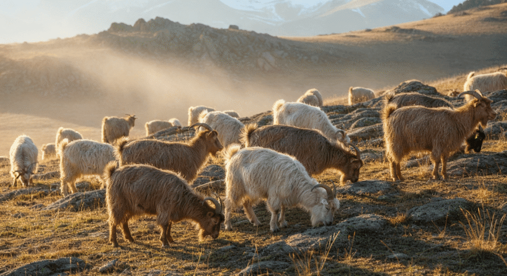 cashmere-goats-capra-hircus-laniger-grazing-on-a mountain