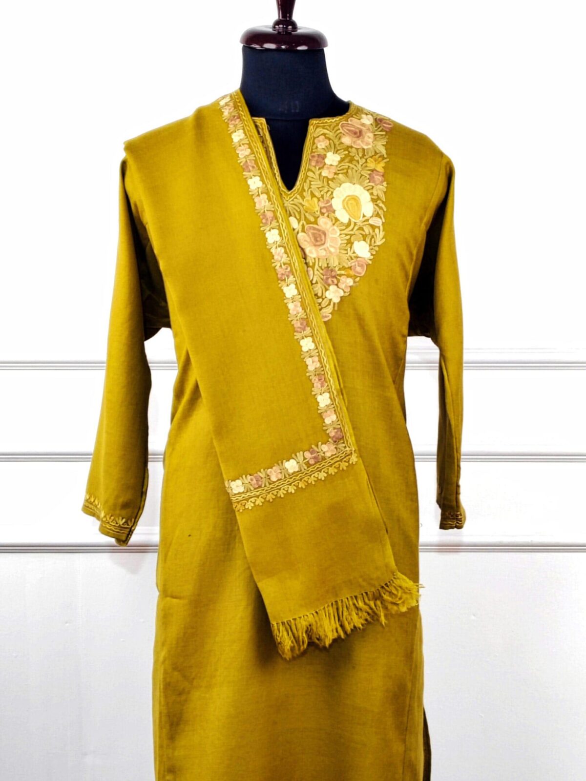 Zard-e-Naz Aari Embroidered Wool Pheran