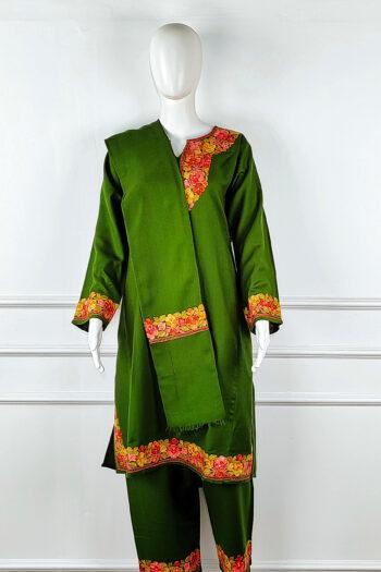 12b-350x525 Sabz-e-Gulshan Aari Embroidered Wool Pheran