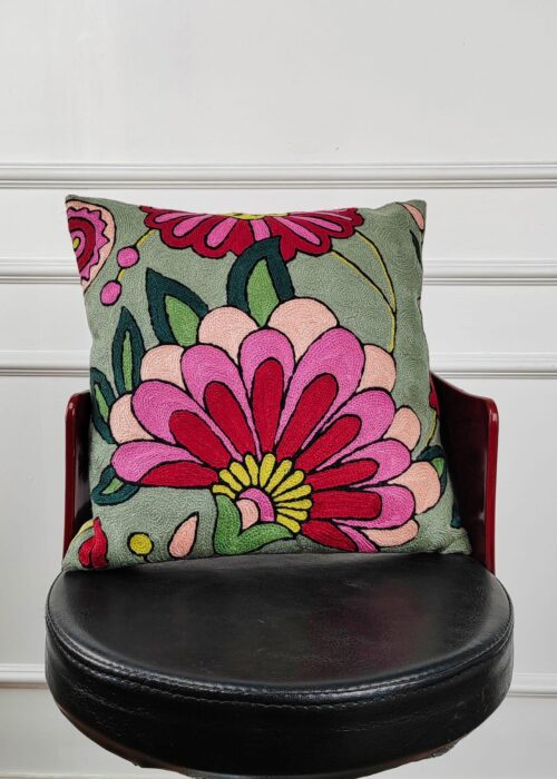 Rosette Garden Kashmiri Wool Cushion Cover