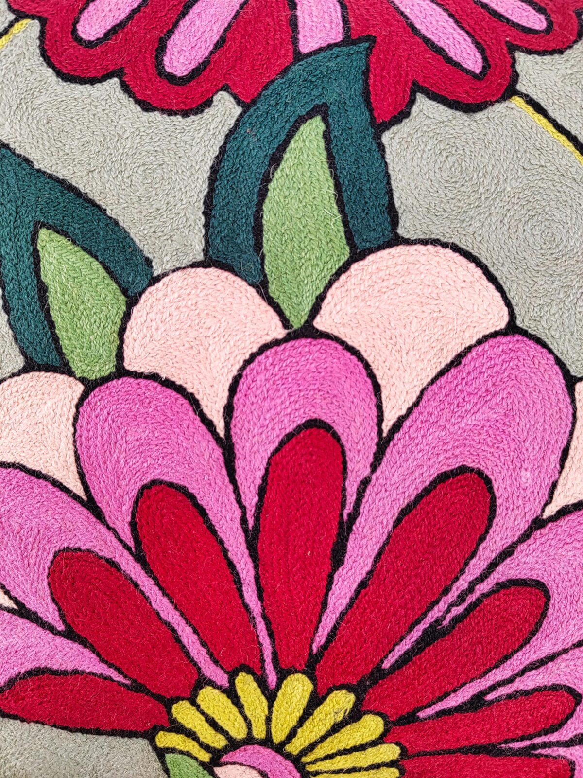 Rosette Garden Kashmiri Wool Cushion Cover