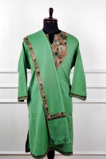 Sabz-e-Mehr Aari Embroidered Wool Pheran