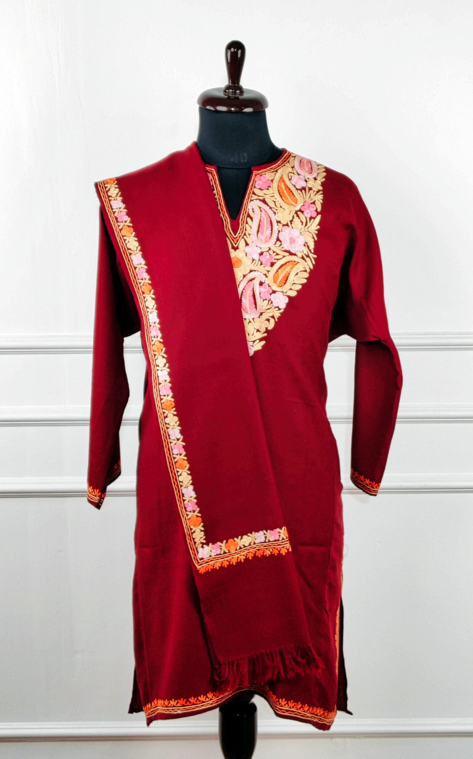3d-600x963 Shaam-e-Anar Aari Embroidered Wool Pheran