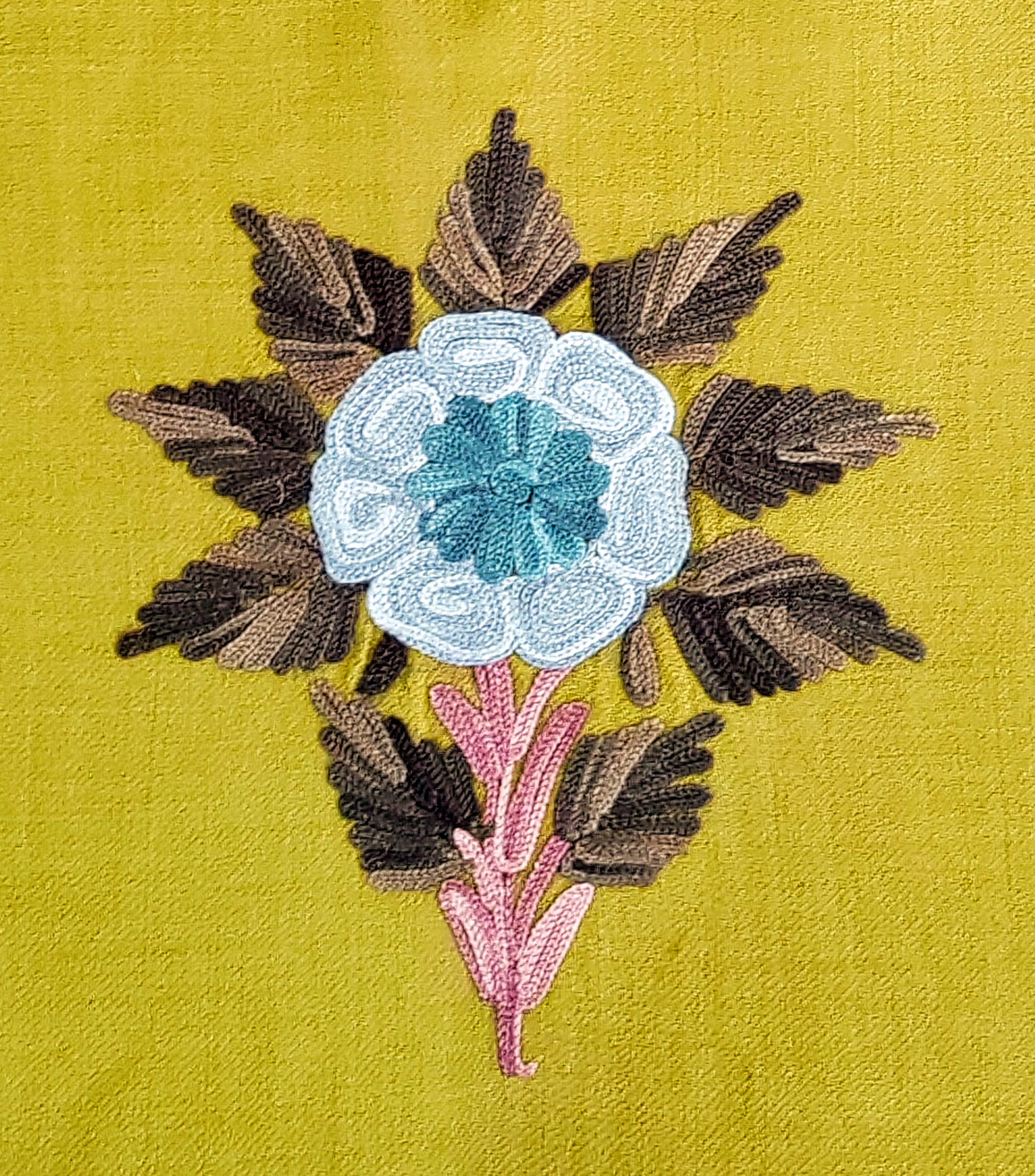 4a-1-600x682 Zard-e-Khizaan Aari Embroidered Wool Pheran - Image 4