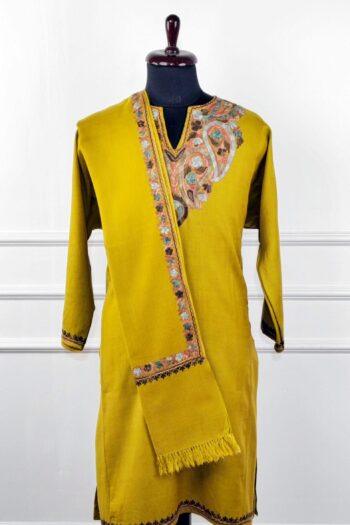 Zard-e-Khizaan Aari Embroidered Wool Pheran