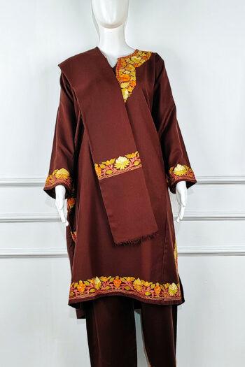 Rang-e-Zardkhiz Aari Embroidered Wool Pheran