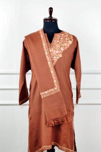 Shaam-e-Russet Aari Embroidered Wool Pheran