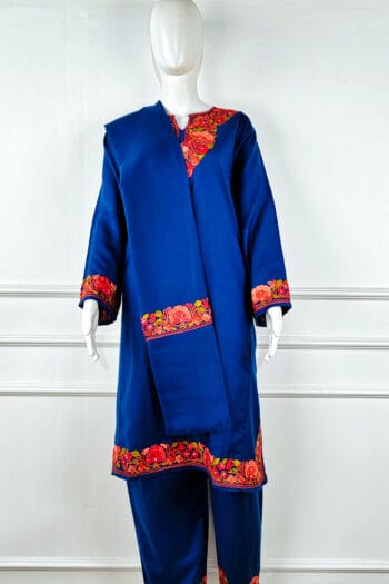 Gulzar-e-Kabood Aari Embroidered Wool Pheran