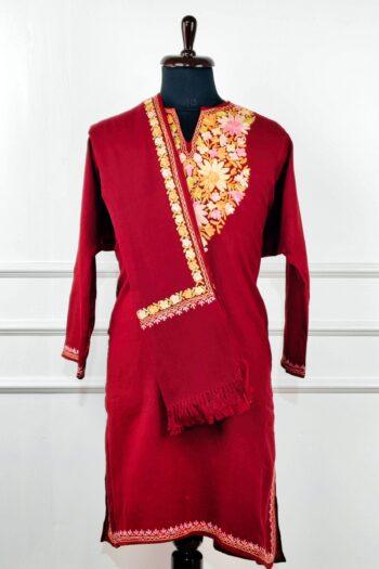 Ruh-e-Laal Aari Embroidered Wool Pheran