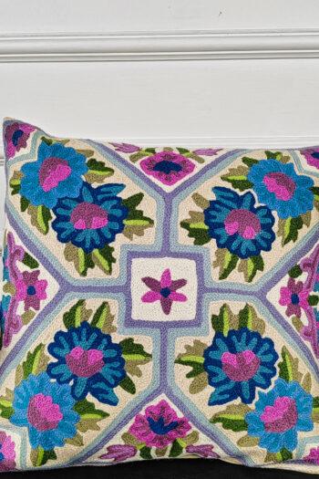 Mosaic Bloom Kashmiri Wool Cushion Cover