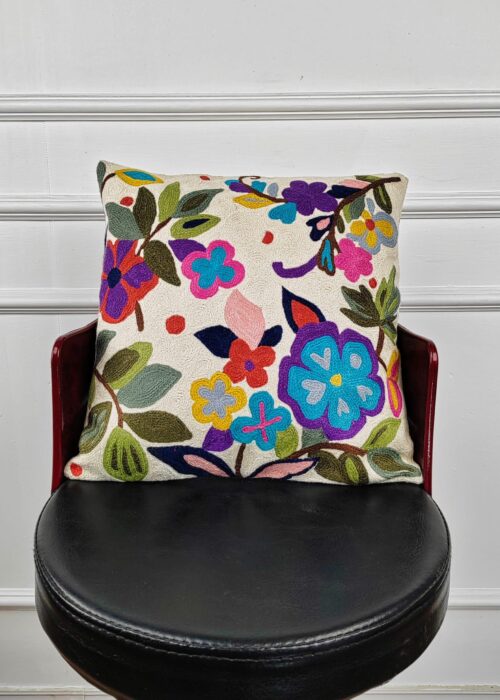 Garden Whimsy Kashmiri Wool Cushion Cover