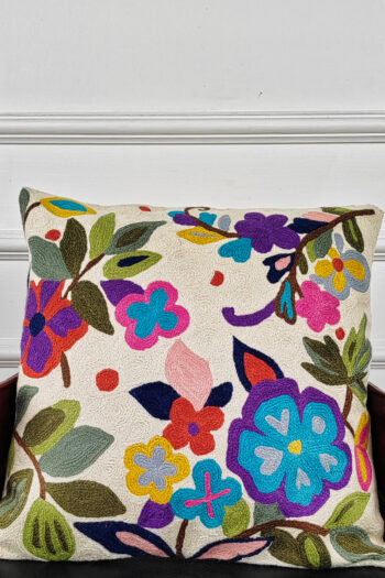 Garden Whimsy Kashmiri Wool Cushion Cover
