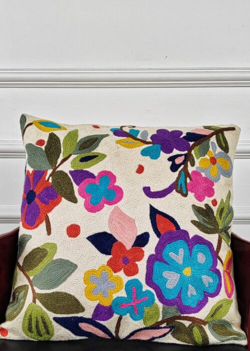 Garden Whimsy Kashmiri Wool Cushion Cover