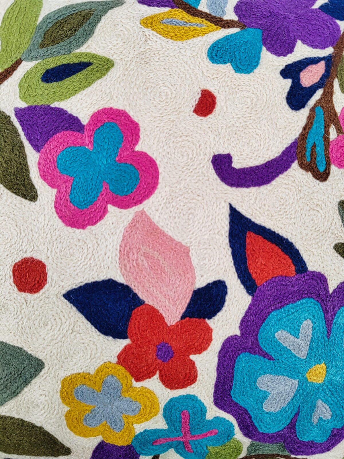 Garden Whimsy Kashmiri Wool Cushion Cover