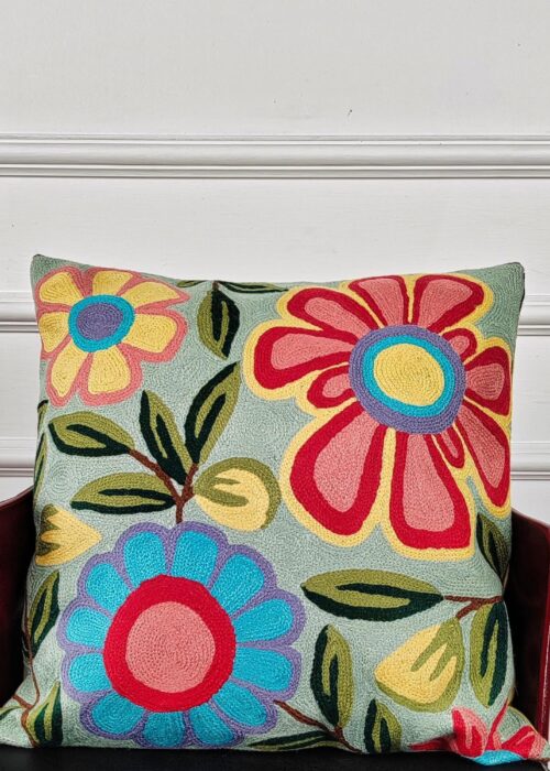 Bloom Reverie Kashmiri Wool Cushion Cover