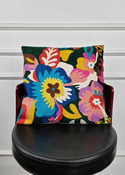 Verdant Carnival Kashmiri Wool Cushion Cover