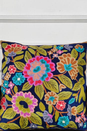Midnight Meadow Kashmiri Wool Cushion Cover