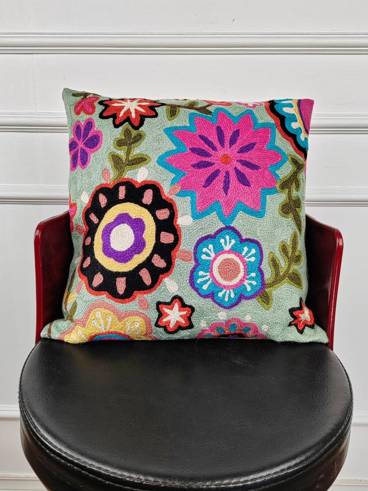 Meadow Pop Kashmiri Wool Cushion Cover