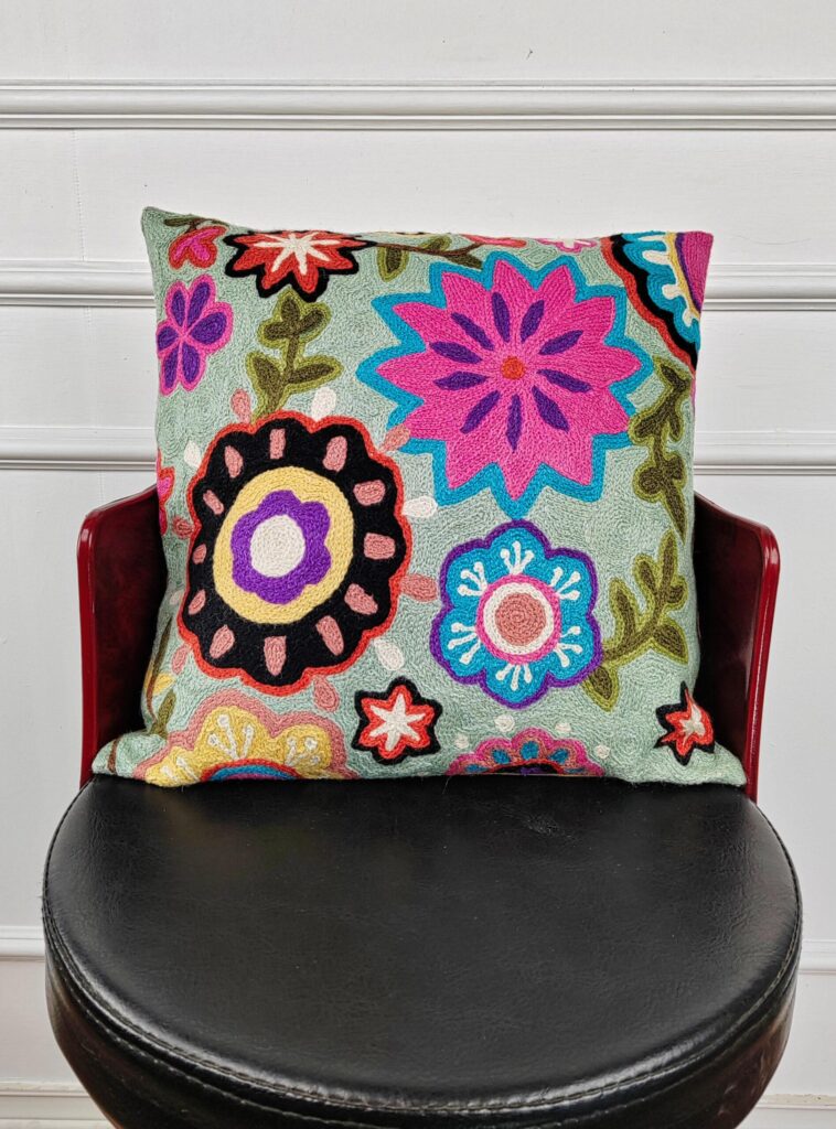 Meadow Pop Kashmiri Wool Cushion Cover