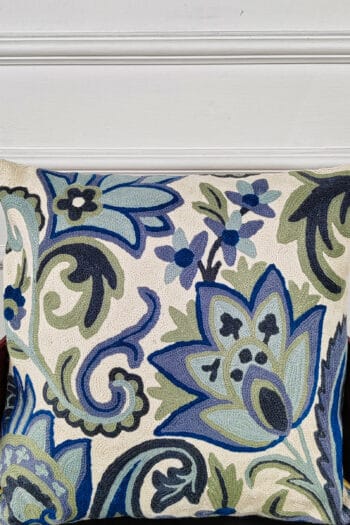 Azure Vines Kashmiri Wool Cushion Cover