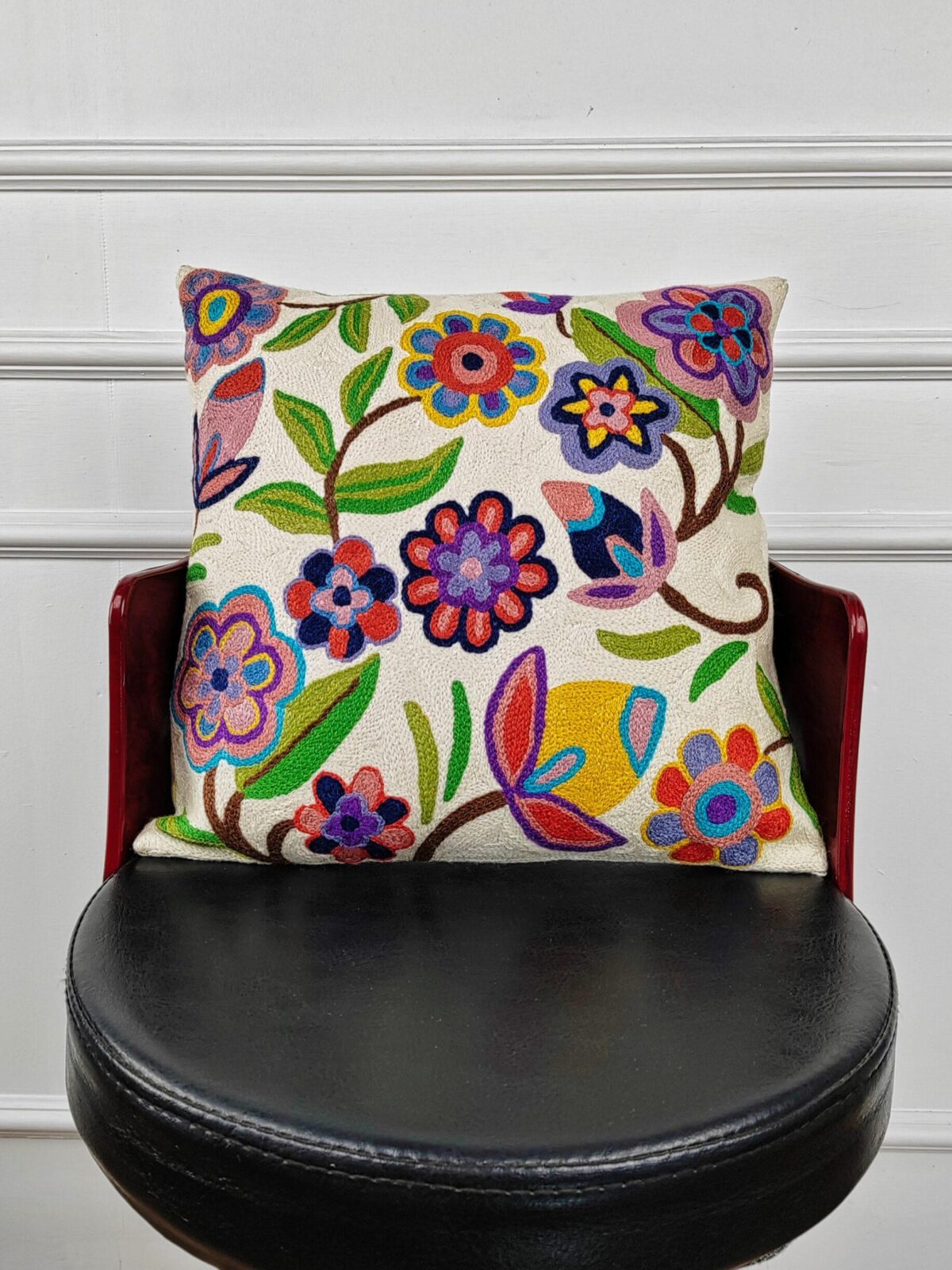 Meadow Whispers Kashmiri Cushion Cover