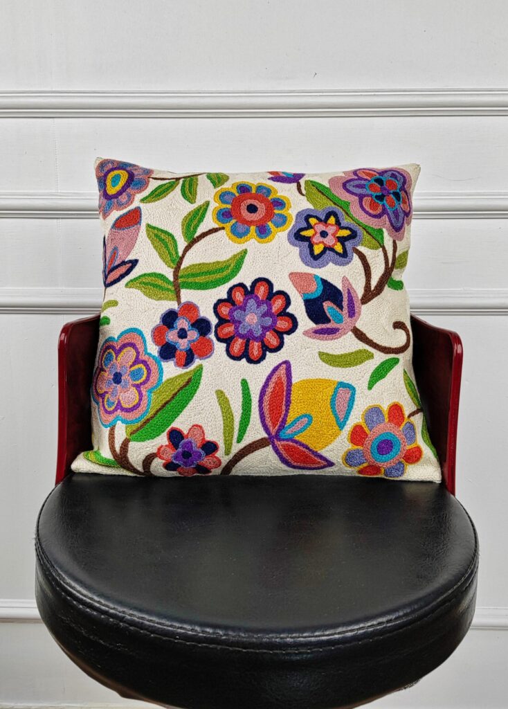 Meadow Whispers Kashmiri Cushion Cover