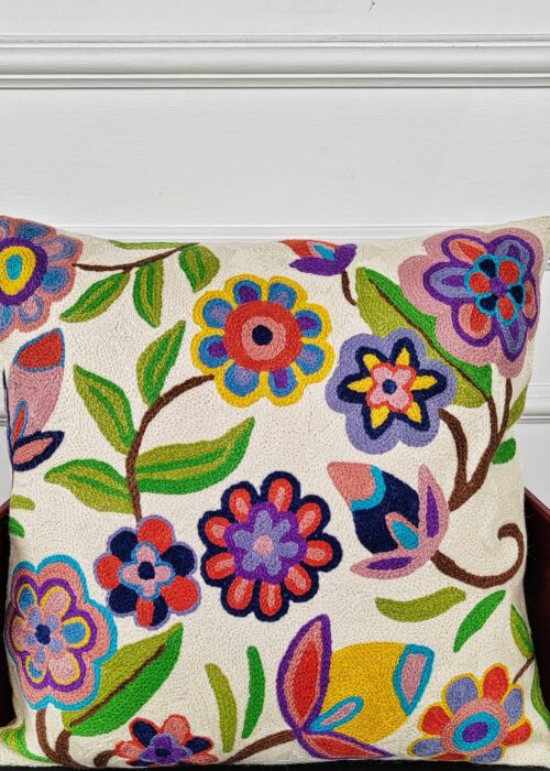 Meadow Whispers Kashmiri Cushion Cover
