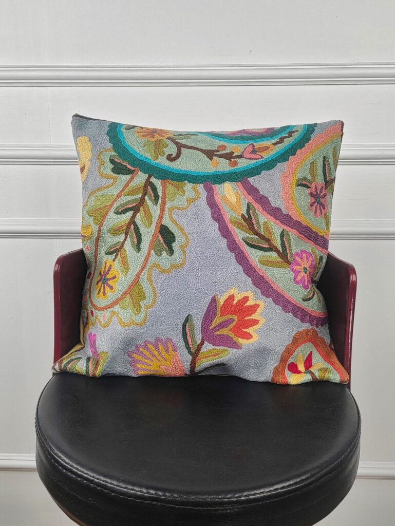 Celadon Paisley Canopy Kashmiri Cushion Cover