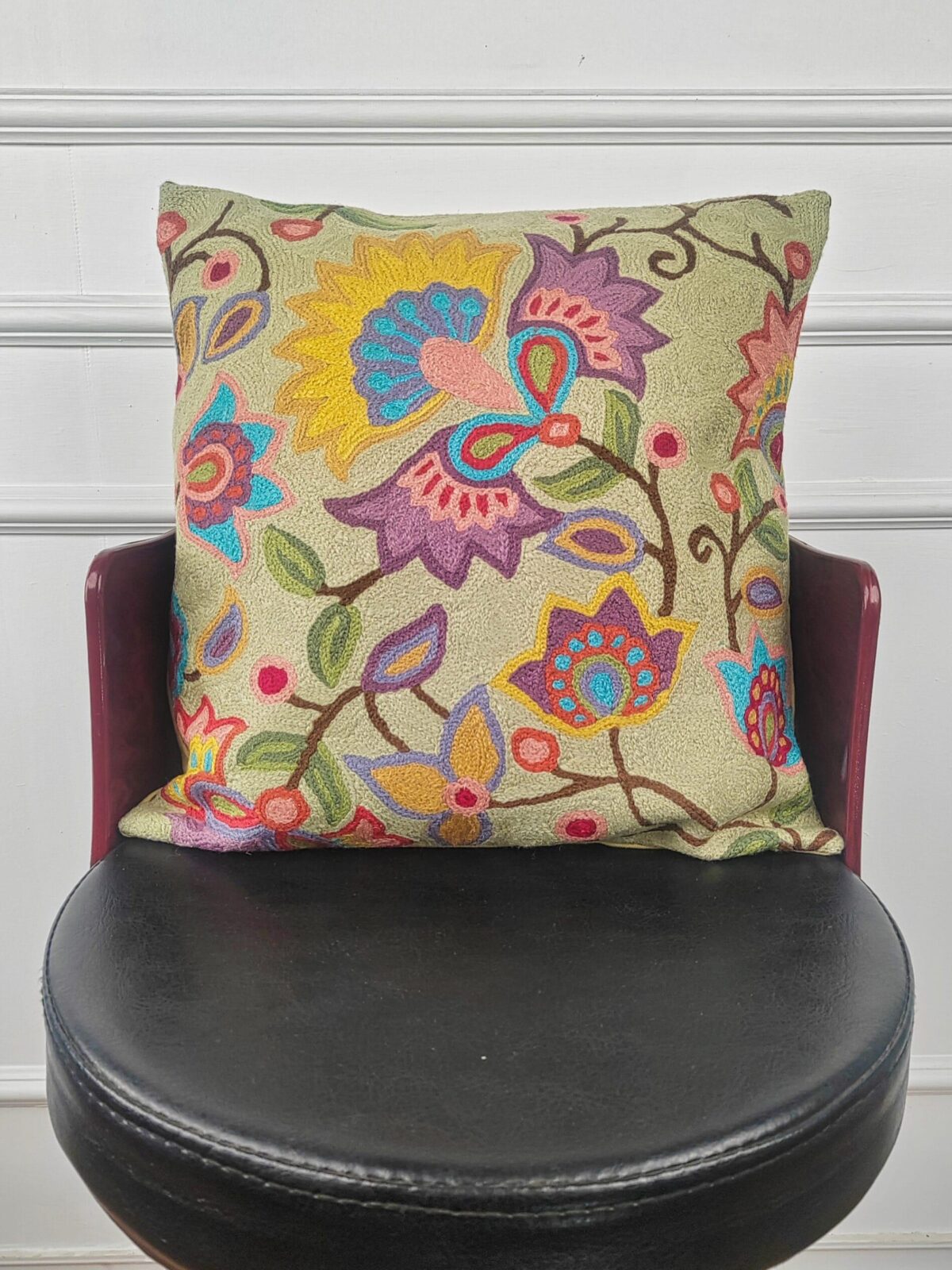 Verdant Bloom Symphony Kashmiri Cushion Cover