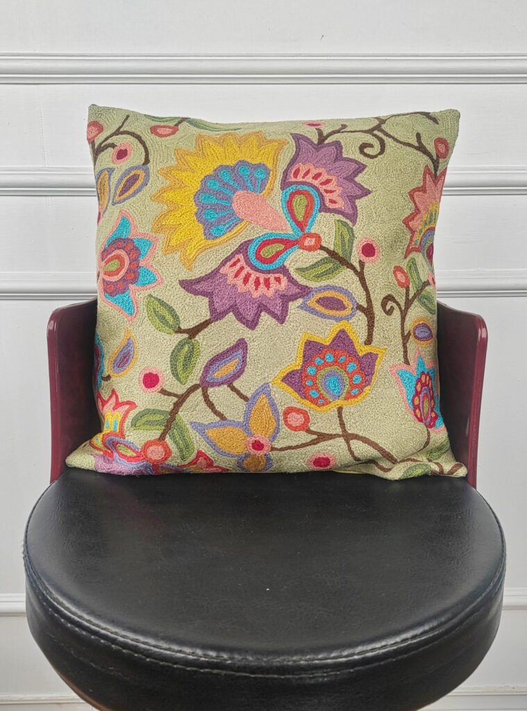 Verdant Bloom Symphony Kashmiri Cushion Cover