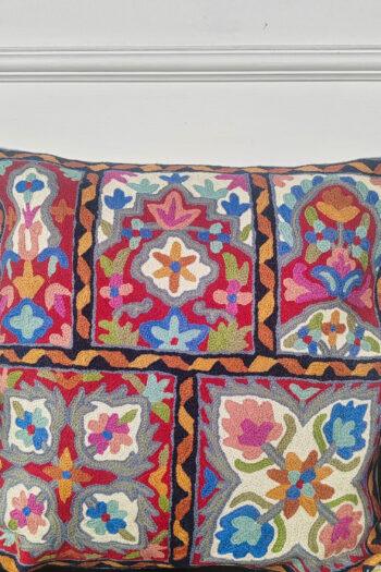 Crimson Mosaic Heritage Kashmiri Cushion Cover