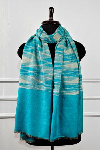 Heritage Pashmina® Azure Drift Kashmiri Ikat Scarf