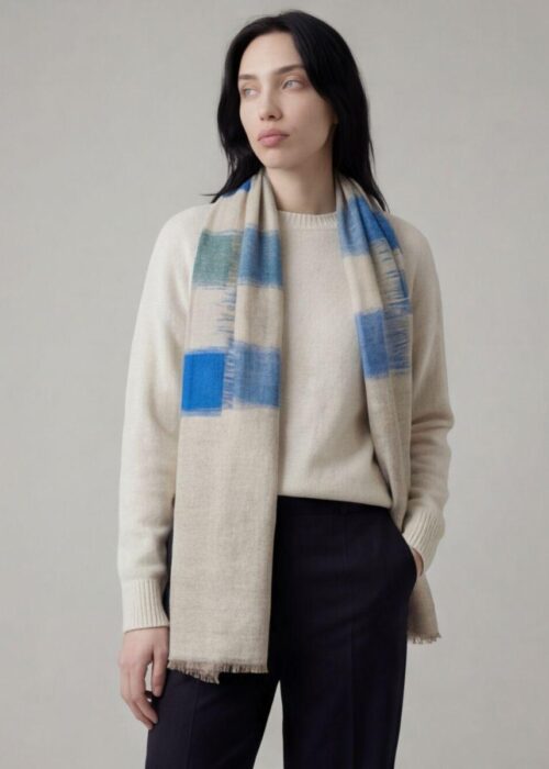 Heritage Pashmina® Coastal Mist Kashmiri Ikat Scarf