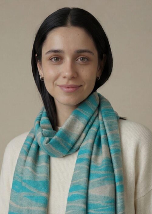 Heritage Pashmina® Azure Drift Kashmiri Ikat Scarf