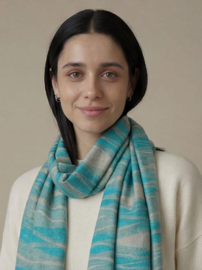Heritage Pashmina® Azure Drift Kashmiri Ikat Scarf
