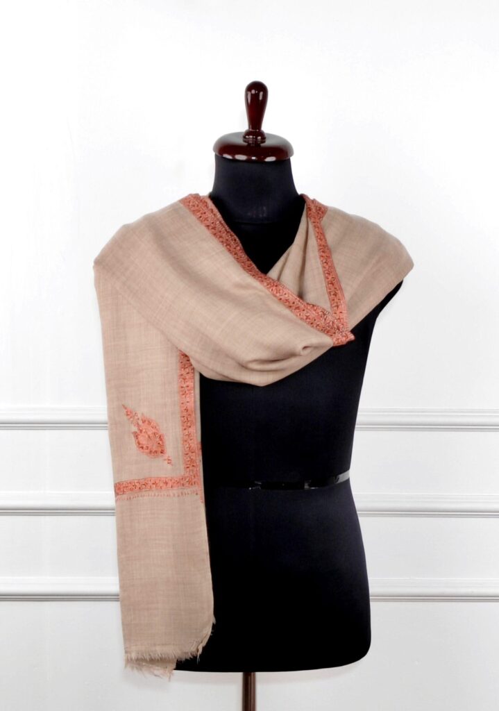 Zaar e Sozni Merino Wool Hand Embroidered Shawl
