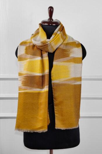 1a-350x525 Heritage Pashmina® Saffron Mist Kashmiri Ikat Scarf