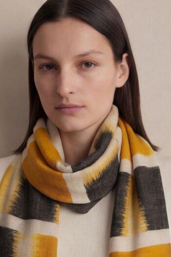 2-350x525 Heritage Pashmina® Amber Ash Horizon Kashmiri Ikat Scarf