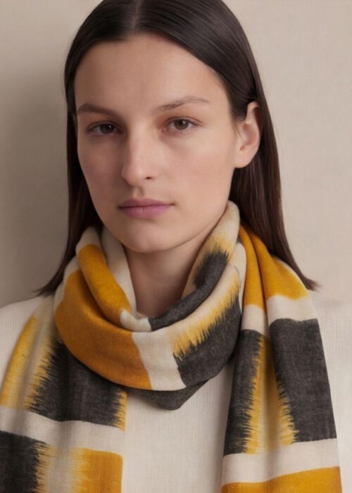 Heritage Pashmina® Amber Ash Horizon Kashmiri Ikat Scarf