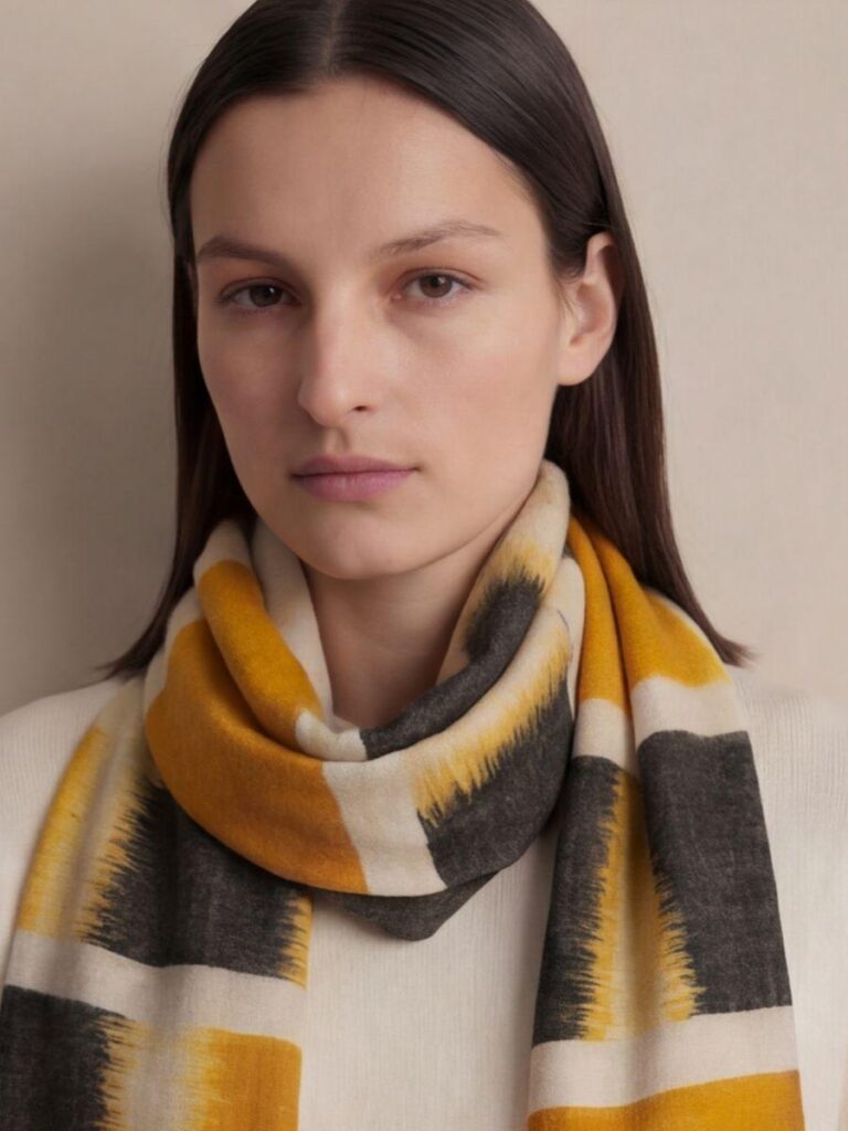 Heritage Pashmina® Amber Ash Horizon Kashmiri Ikat Scarf