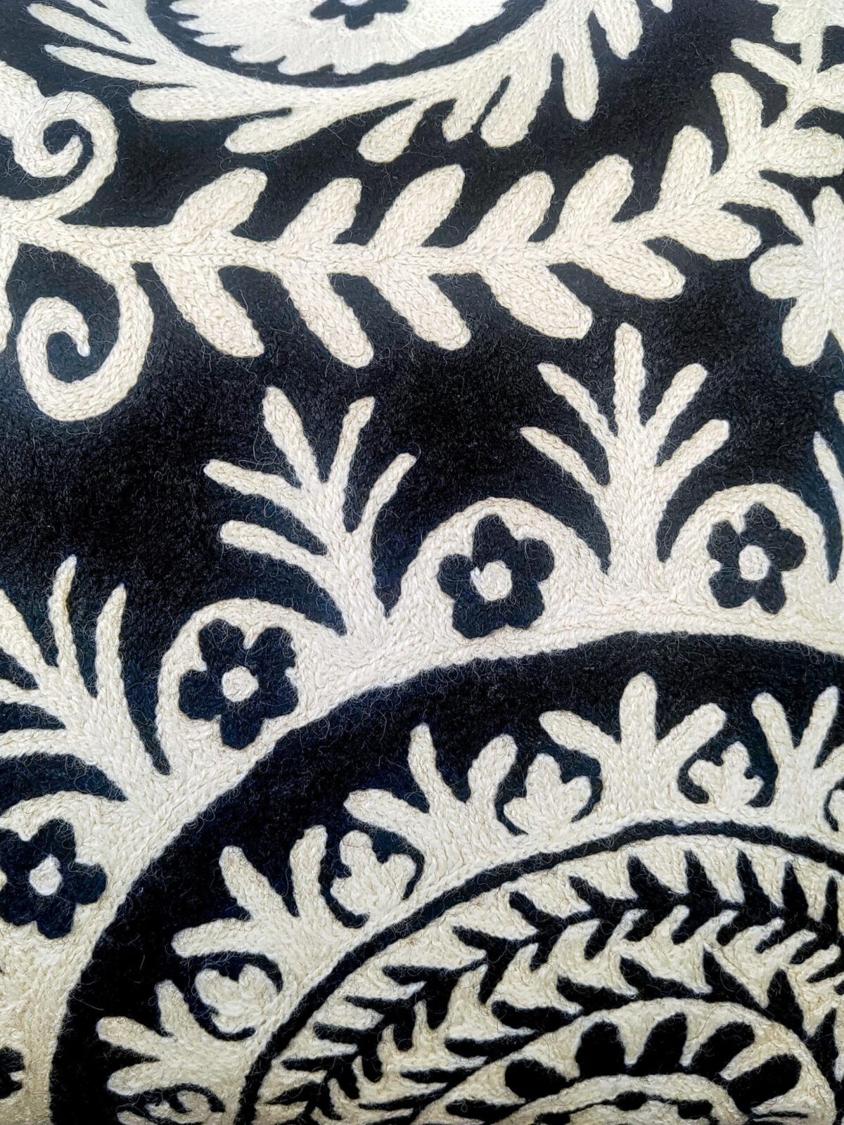 Ivory Noir Garden Kashmiri Wool Cushion Cover