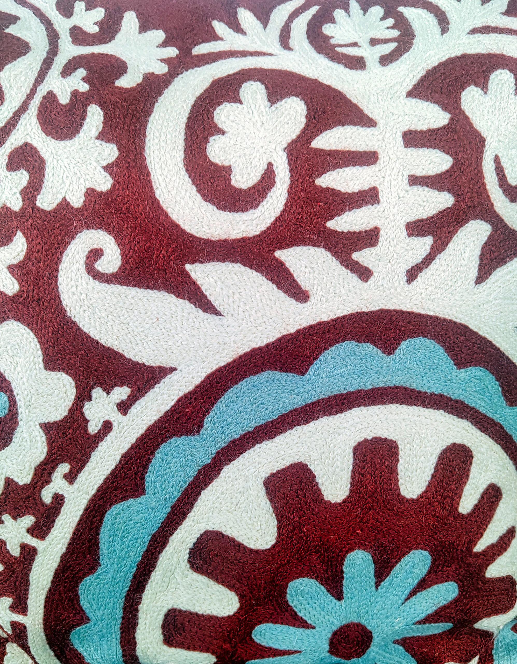 28c-600x770 Crimson Arabesque Kashmiri Wool Cushion Cover - Image 3