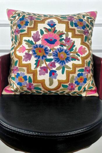 Garden Mosaic Kashmiri Wool Cushion Cover